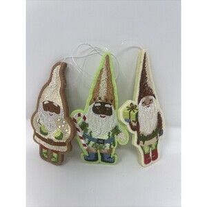 Felt Christmas Ornaments 5" Dressed  Felt 3 Unique Ornaments Gnomes